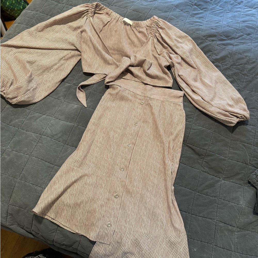 Moodstories boho Striped Blouse and Skirt Set